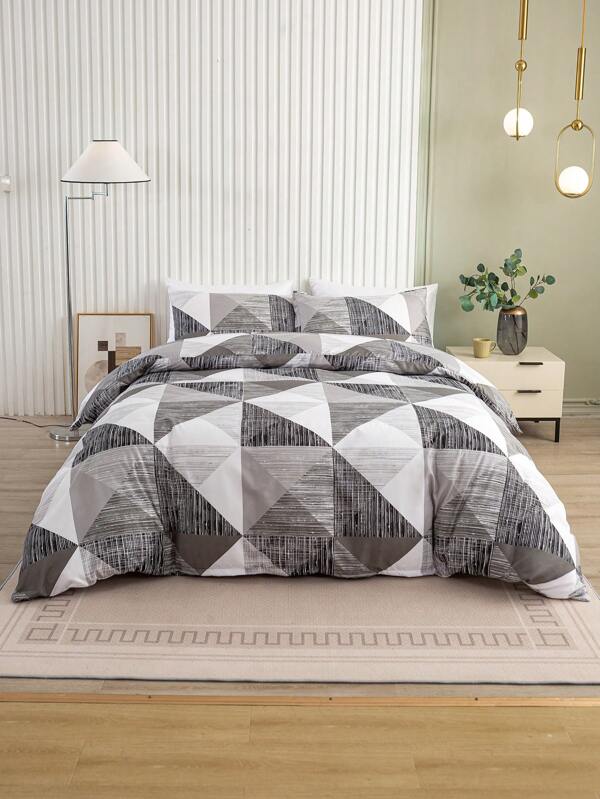 Juego de funda nórdica de 3 piezas con estampado geométrico de poliéster