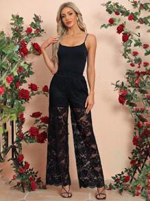 SHEIN Clasi Ladies' Black Lace Pants - Black - View 3