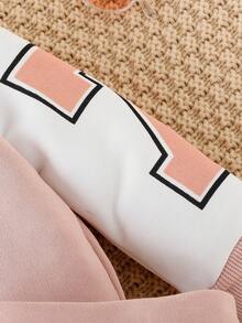 Baby Girls' Casual Sports Baseball Jacket And Skirt Set For Spring And Autumn - Pink - View 5