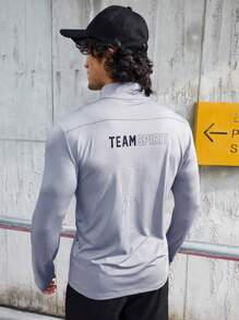 Manfinity Sport Corelite Áo khoác thể thao Boyfriend Style Men Letter Graphic Mock Neck Zip Up Áo khoác tập luyện Áo khoác màu xám - Xám - Xem 2