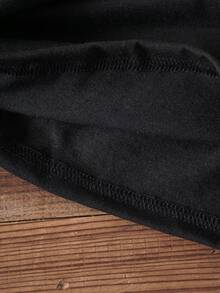 SHEIN LUNE Vòng cổ Ngắn tay Áo thun - màu đen - Xem 4