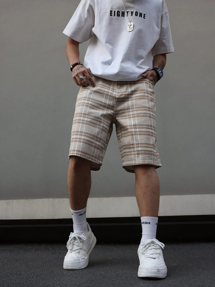 Men'S Color Block Striped Denim Shorts