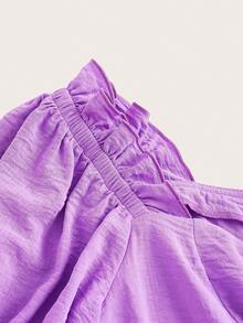 SHEIN DECDS Vestido Con Cuello En Forma De Corazón Con Mangas Con Volantes, Vestido Morado Ropa De Verano - Morado - Ver 9
