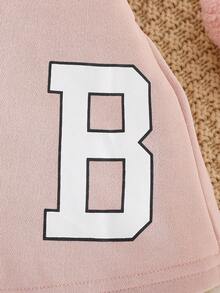 Baby Girls' Casual Sports Baseball Jacket And Skirt Set For Spring And Autumn - Pink - View 7