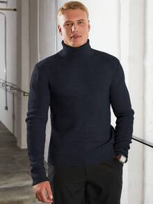 RueChic Men'S Slim Fit Turtleneck Sweater - Dusty Blue - View 3