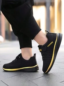 Kids' Spring Lightweight Breathable Sneakers For Boys And Girls, Black Color, Suitable For Running On Campus - Black - View 5