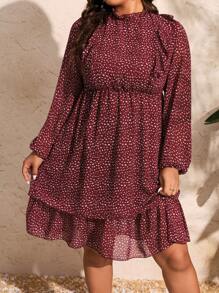 SHEIN Clasi Grote maten Vrouwen Stippen Print Waist-cinching Jurken