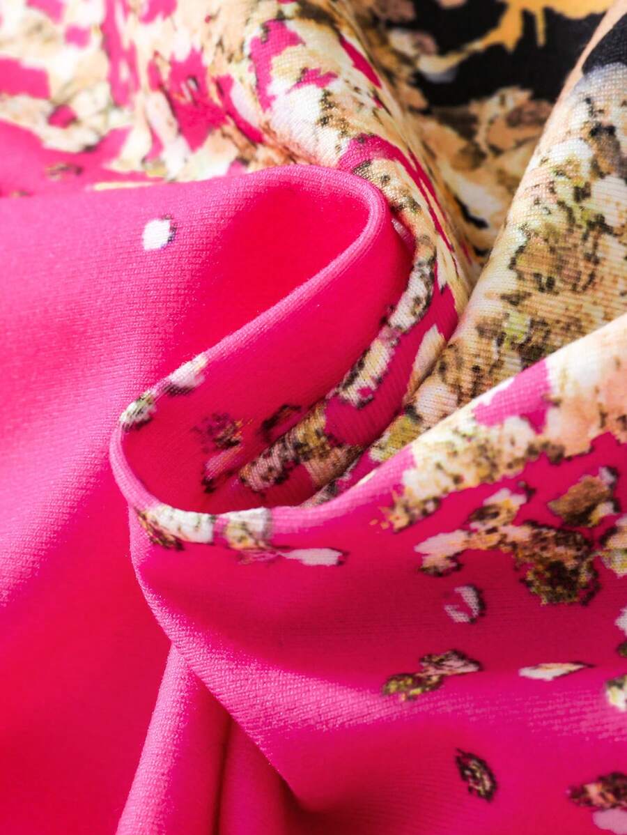 SHEIN Tween Girls Leopard Print Patchwork Top And Shorts Two-Piece Set