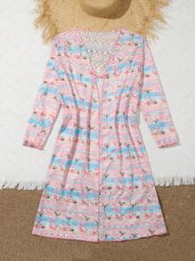 Tween Girls' Palm Tree Print Kimono Cardigan