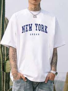 Manfinity Hypemode 男士白色針織寬鬆圓領T恤 - 白色 - 查看 1