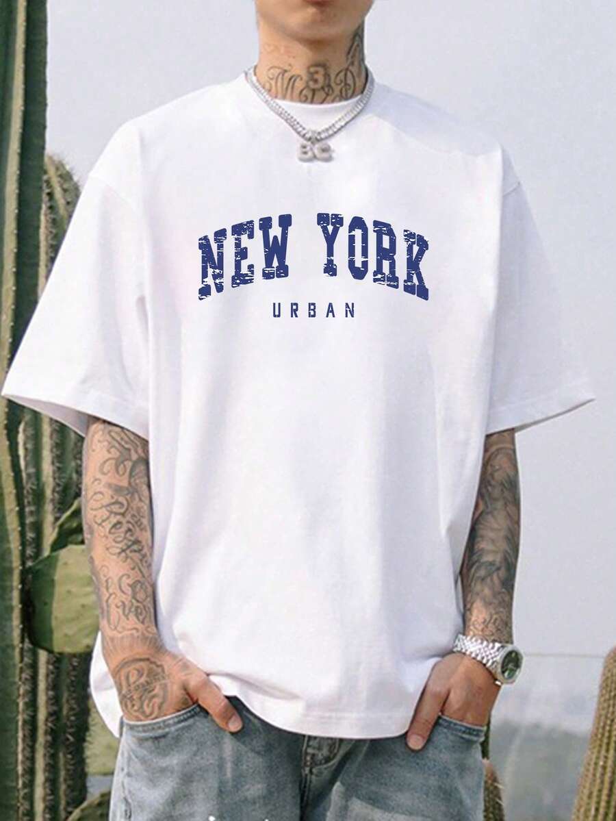 Manfinity Hypemode 男士白色針織寬鬆圓領T恤 - 白色 - 查看 1