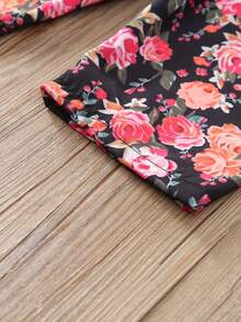 嬰兒女孩花卉印花寬腳連身褲配帽子 - 彩色 - 查看 4