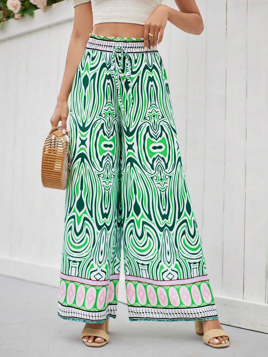 GENKIRA 女式印花全腰帶牛仔褲 - 彩色 - 查看 1