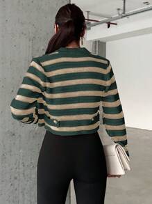 EURMUSE Women's Striped Long-Sleeved Cardigan - Multicolor - View 2