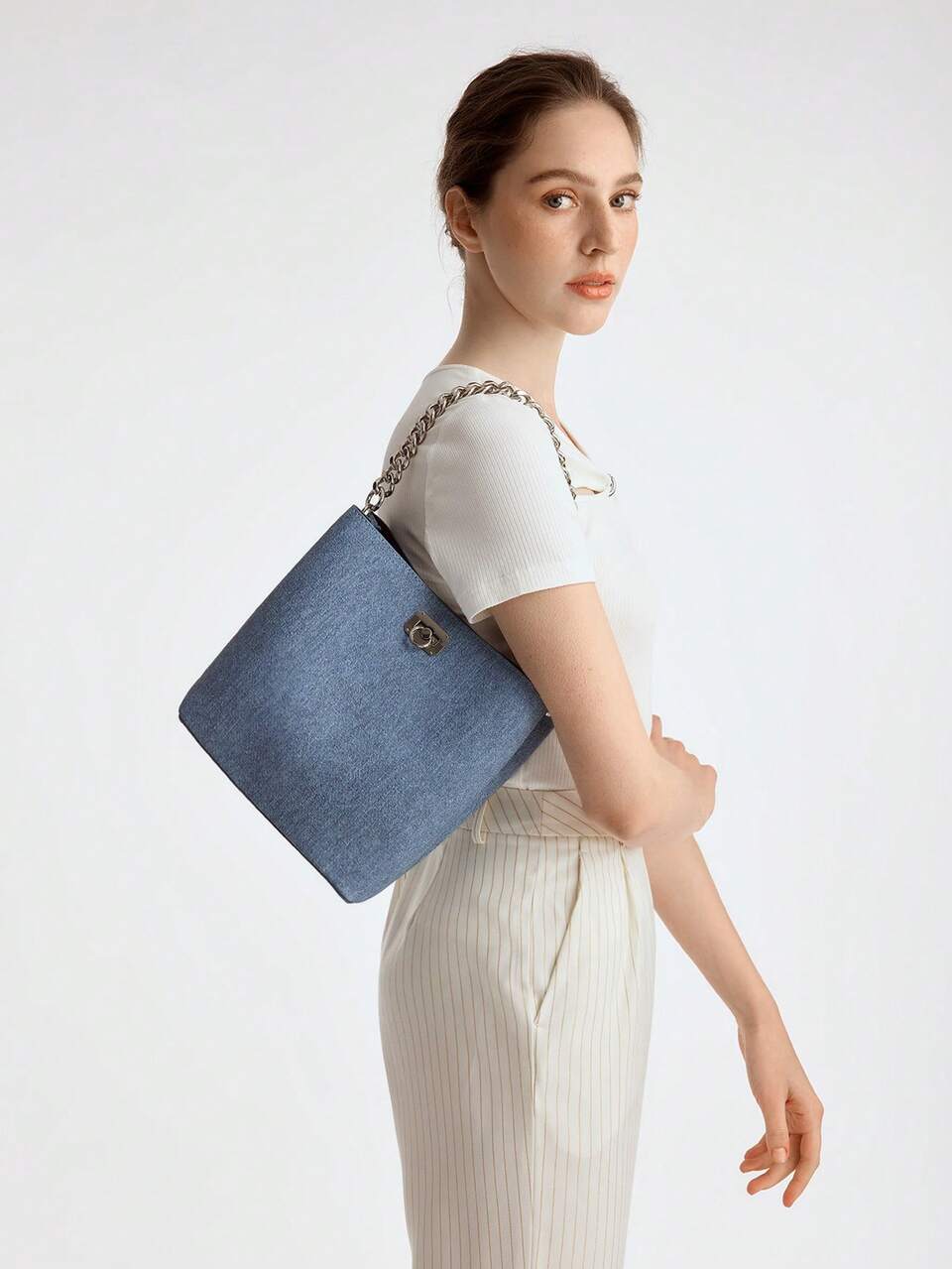 LADIES' COMMUTE TURN-LOCK CHAIN SHOULDER BAG