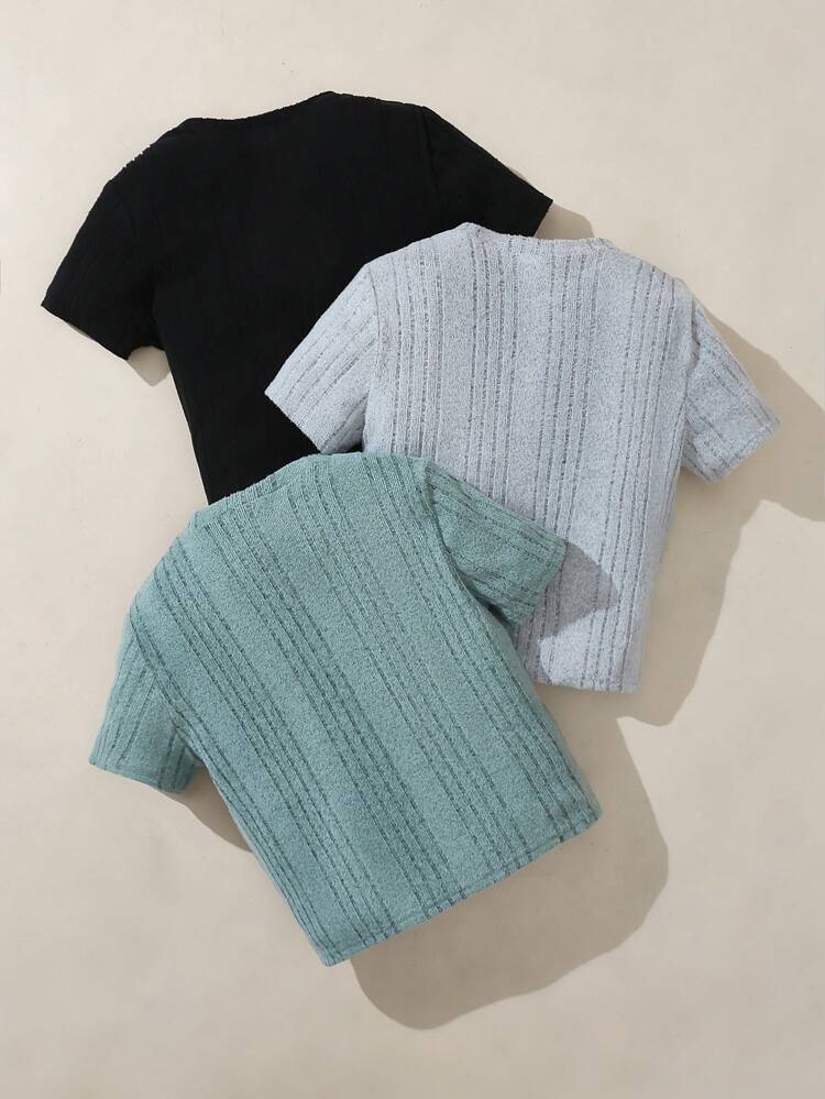 Boys' Fit Casual Button-Down Short-Sleeved T-Shirt, Three-Piece Set