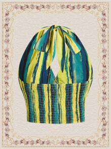 Vintamour 女士刷印頸後吊帶上衣