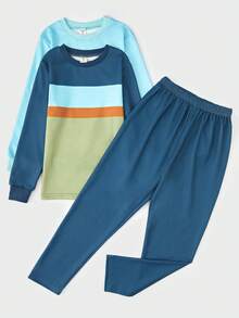 Cậu bé Tween Khối màu Tay áo dài Và Quần 4pcs Nhà  Quần áo ( Thoải mái Và Thanh lịch ) - Nhiều màu - Xem 4