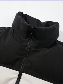 男士拼色字母印花冬季大衣 - 白色 - 查看 6