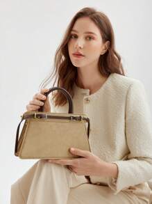 MOTF PREMIUM PU LEATHER BUCKLE DETAIL ZIPPER TOP HANDLE BAG - Multicolor - View 8