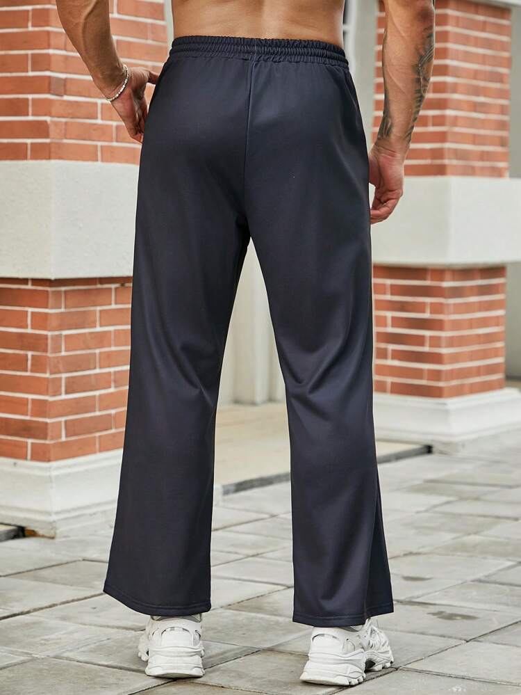 Men's Plus Size Letter & Flame Printed Drawstring Waist Sweatpants