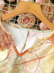 SHEIN LUNE Plus Size Summer Notched Collar Printed Dress - Multicolor - View 5