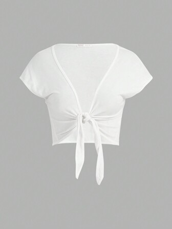 Damen Lässig Bluse mit V-Ausschnitt und Twist-Design