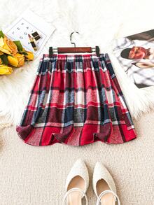 Calvaya 大尺碼女士格子裙 - 紅色 - 查看 2