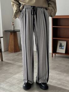 FRIFUL Women's Striped Pants - Black and White - View 6