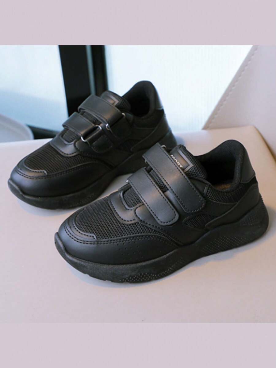 女童黑色雙扣時尚運動鞋 - 黑色 - 查看 1