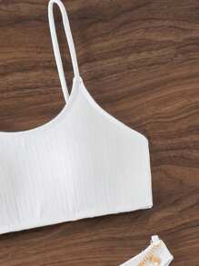 SHEIN Swim Ladies' Plain Bikini Set (Accessories Random) Music Festival Summer Beach - White - View 4