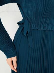 Modelyn Vestido de mujer con mangas largas y pliegues, estilo árabe, abaya, vestidos largos de noche