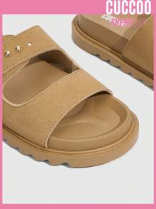 平底時尚涼鞋,適用於春夏季節,棕色 - 卡其色 - 查看 4