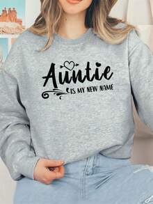 Calvaya 大尺碼字母印花圓領長袖運動衫 - 淺灰色 - 查看 1