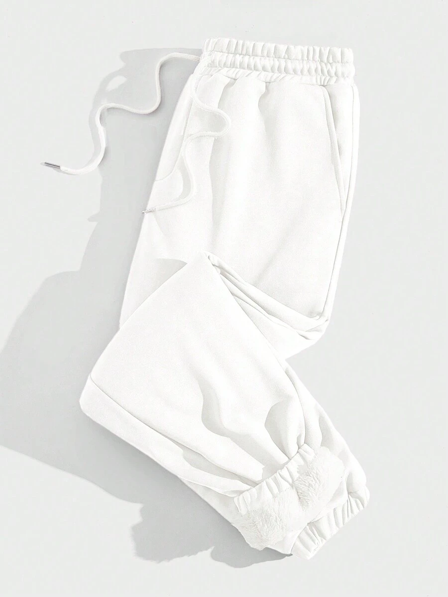 GENTILAND Pantalones De Chándal Casuales De Punto Para Hombre Con Cordón - Blanco - Ver 1