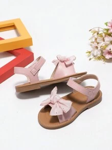 女童甜美粉紅色仙女風涼鞋和海灘鞋,蝴蝶結裝飾,時尚多樣化,適合小孩穿著 - 粉色 - 查看 2