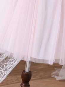 Girls' Square Neck Puff Sleeve Mesh Dress (For Tween Girls) - Multicolor - View 8