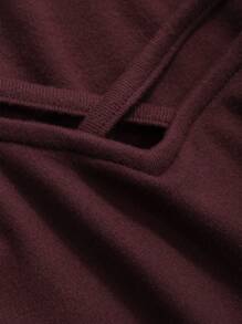 DAZY 交叉领设计长袖T恤，秋装 - 酒紅色 - 查看 6