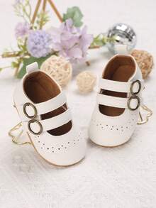 嬰兒女童新款春/秋季軟底公主鞋,空心圓頭透氣鞋,適合行走 - 白色 - 查看 4