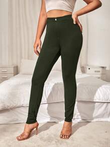 EURMUSE Women's Slim-fit Long Pants - Dark Green - View 4