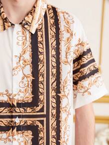 SHEIN 青少年男孩巴洛克印花襯衫和短褲套裝 - 彩色 - 查看 8