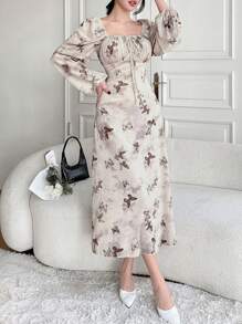 DAZY Của phụ nữ In bướm Ruffle Ngực Thiết kế Đầm - Nhiều màu - Xem 5