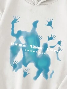 INAWLY 女士抽象印花连帽衫，适合毕业季、返校季、毕业典礼、教师节等场合，秋季返校套头衫 - 白色 - 查看 3