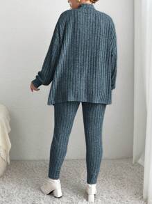 SHEIN Essnce 大尺碼純色針織2入組套裝 - 水鴨藍 - 查看 2