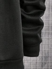 Manfinity Hypemode 男士寬鬆圓領泰迪熊和字母印花運動衫 - 黑色 - 查看 3