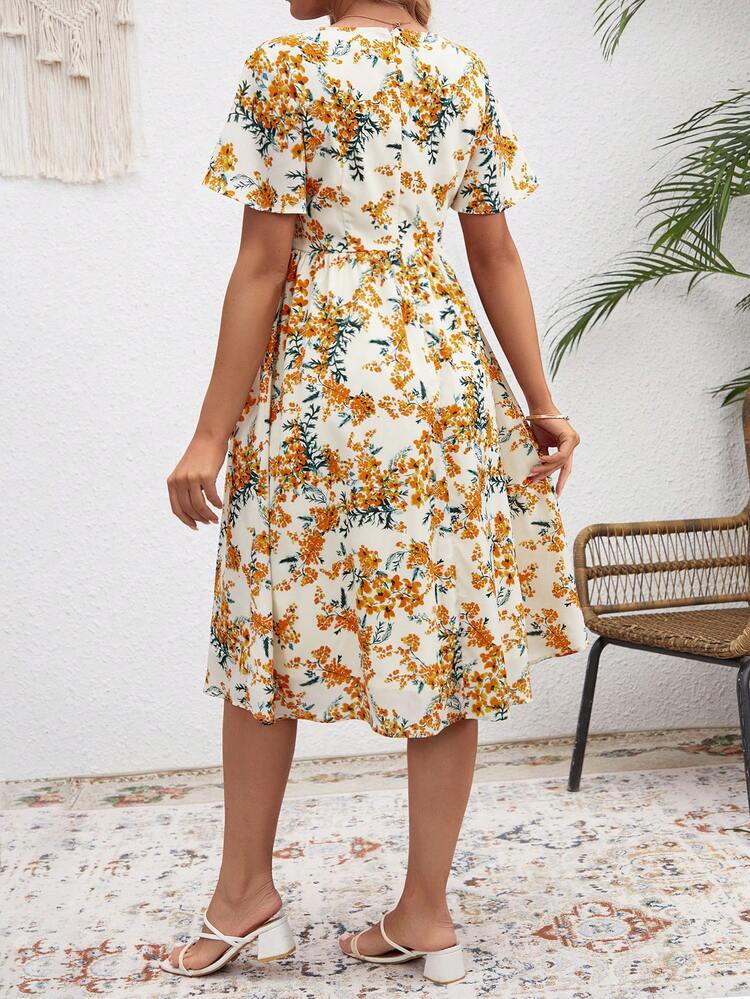 Maternity Floral Wrapped Design Dress