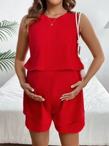 SHEIN Einfarbiges Ärmelloses Still-top Für Schwangere