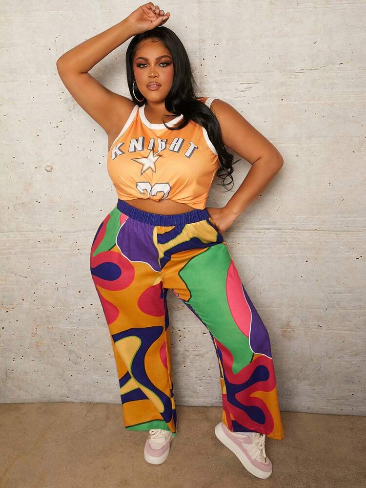 Colorful Printed Plus Size Women's Pants