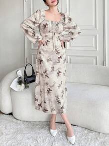 DAZY Của phụ nữ In bướm Ruffle Ngực Thiết kế Đầm - Nhiều màu - Xem 6