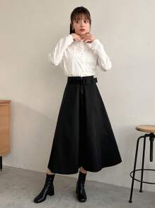Falda De Mujer Con Cremallera Frontal - Negro - Ver 3
